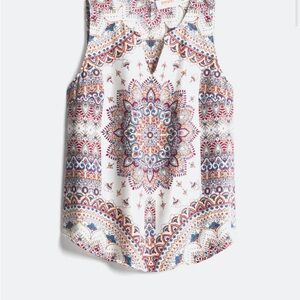 Jory Split Neck Sleeveless Boho Print Top